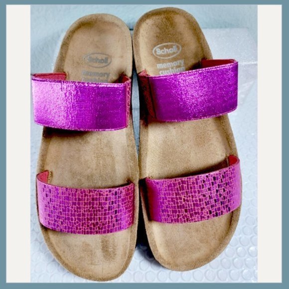 Dr. Scholl's Metallic Pink Slides, Metallic Pink Slides Size 38 / 7.5 - Picture 3 of 8